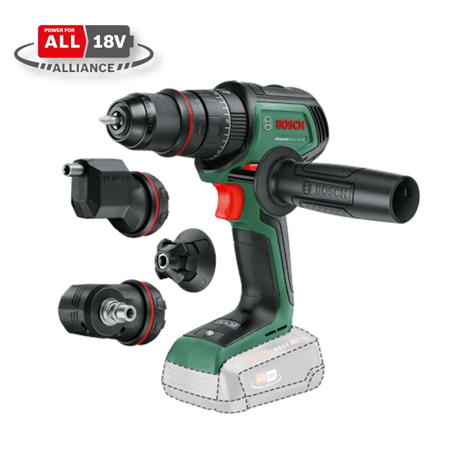 Akumulatora Triecienurbjmašīna skrūvgriezis BOSCH AdvancedImpact 18V-80 QuickSnap - ar 3 patronām, bez akumulatora