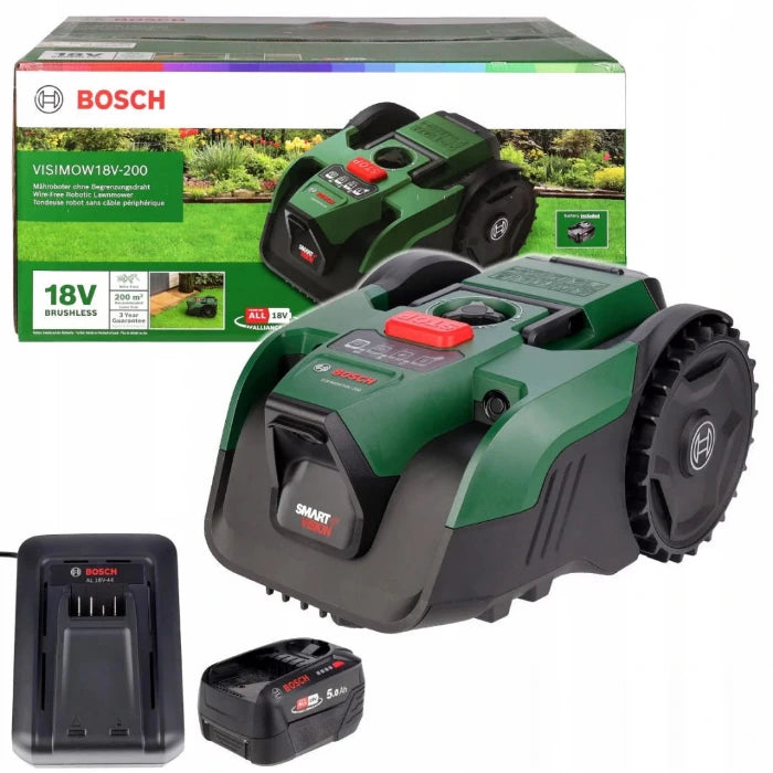 Bosch VisiMow 18V-200 mauriņa robots | Bez robežvada, ar akumulatoru un lādētāju