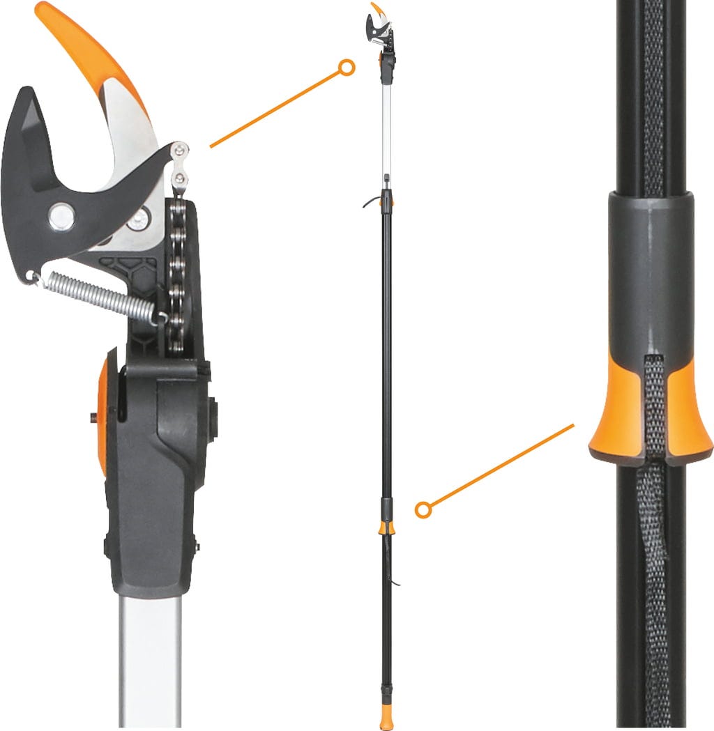Teleskopiskās koku zaru grieznes ar zaru satvērēju Fiskars