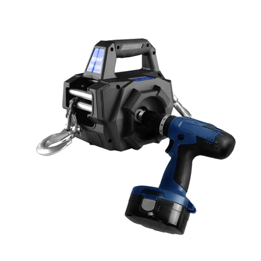 Portatīvā 1500 lbs vinča, darbināma ar urbjmašīnu